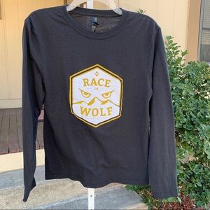 "Race The Wolf" Black Long Sleeve Graphic Tee | S